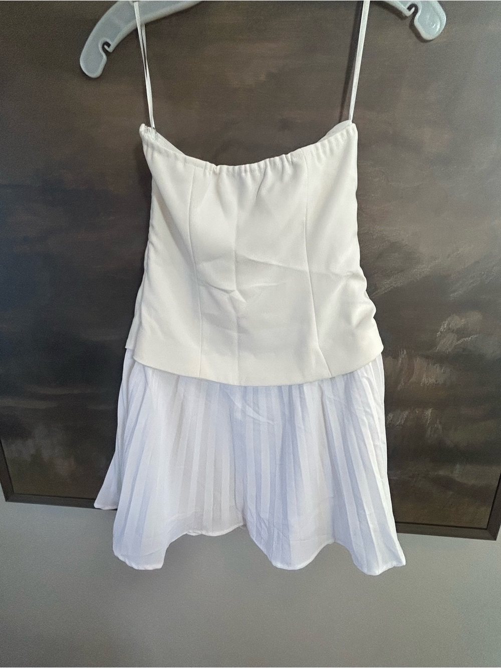 NWT Commense White Strapless Pleated Contrast Mini dress